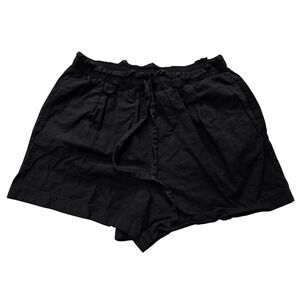 Uniqlo Shorts Womens Small‎ Linen Blend Drawstring Waist Pockets Relaxed Fit